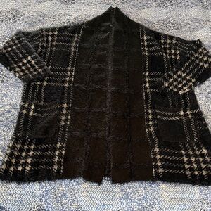 Black Tape Black and Gray Plaid Cardigan